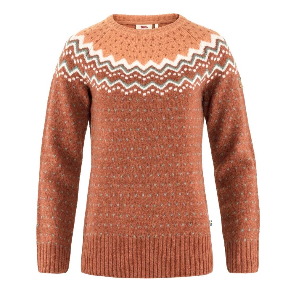 Fjallraven Ovik Elbow Patch Autumn Leaf Desert Crewneck Fair Isle Sweater Medium